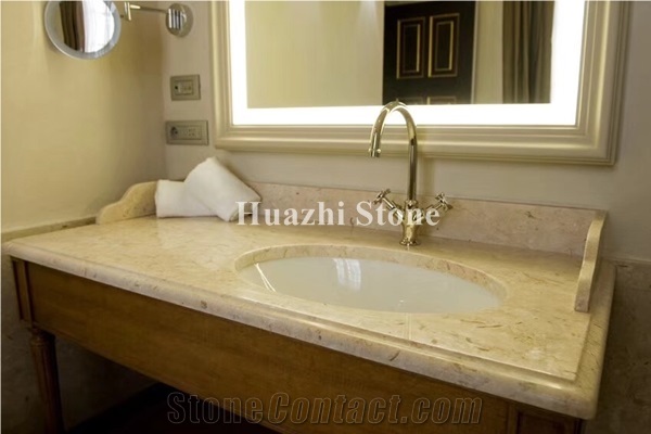 Beige Stone Countertops Home Bathroom, Tile Vanity Top