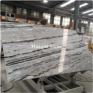 Bookmatched Blue Danube Strip Vein Marble for Hotel Lobby Interior Slab