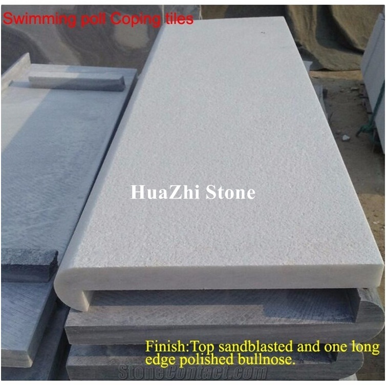 Light Grey White Marble Swimming Pool Bullnose Coping Terraces Tiles