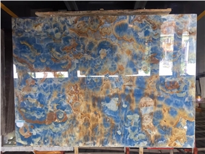 Popular Natural Italy Blue Onyx Tv Background Wall Decorative