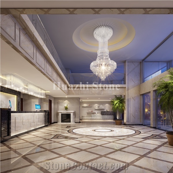 Real Hotel Projects/Hotel Lobby Projects/Beige Marble/Marble Flooring Medallion