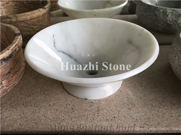 Stone Round Sinks White Marble Basins Oval Stone Sinks Bathroom Sinks