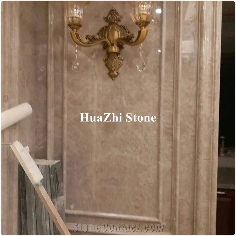 Unique Glossy Light Beige Marble Wall Moldings with Pacific Gray Warm Wave