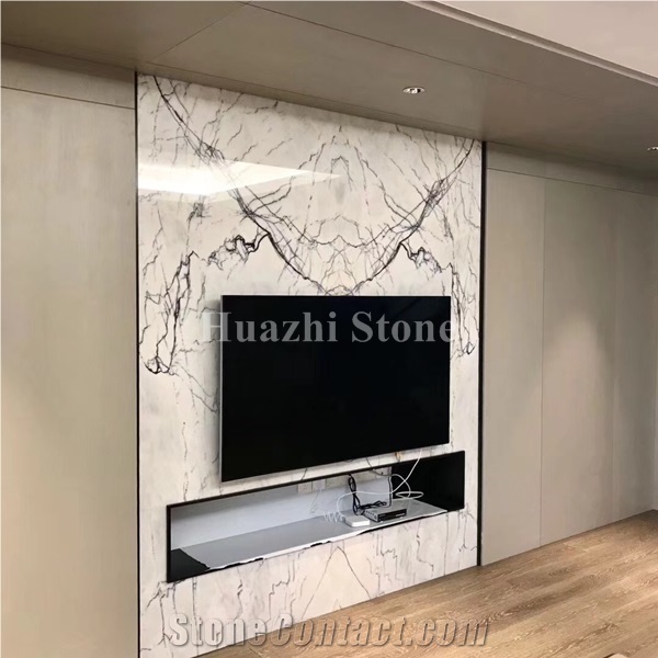White Marble Interior Design Home Decor Product Wall Panel Tv From China Stonecontact Com - Tv Panel Wall Design