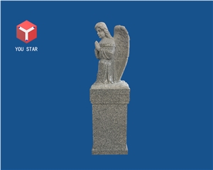 China Gray Granite Angel Sculpture Pedestal Private Columbarium