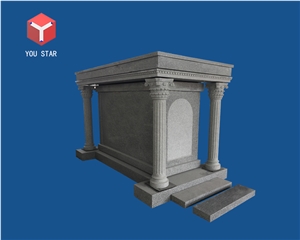 China Polished Gray Granite Cemetery Private Mausoleum Design