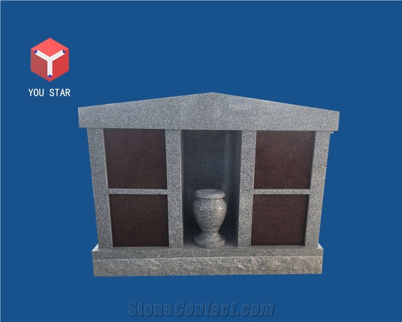 China Shanxi Black Polished 4 Niche Private Columbarium with Vase