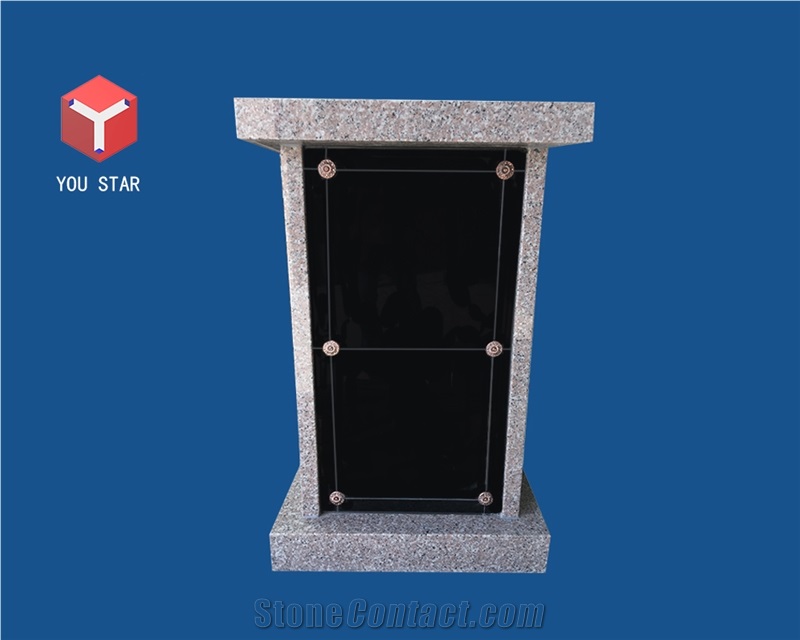 China Shanxi Black Polished Granite 2 Niche Private Columbarium
