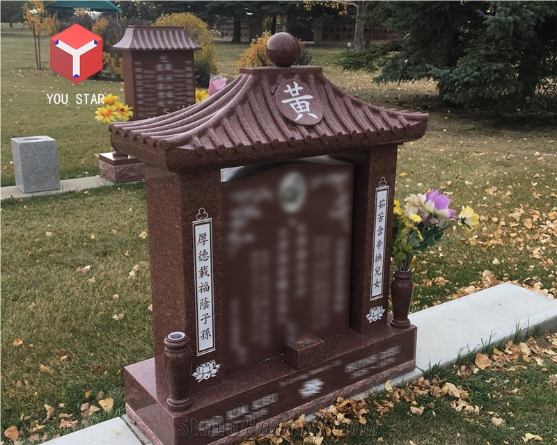 Imperial Red Chinese Fengshui Granite Tombstone Gravestone Headstone