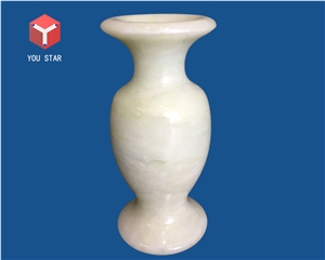 White Marble Hand Works Gifts Handicraft Carving Flowers Vase
