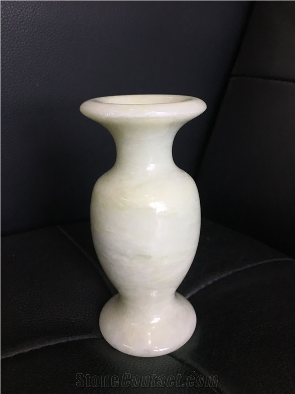 White Onyx Vase Hand Works Hand Works Carved Handicrafts