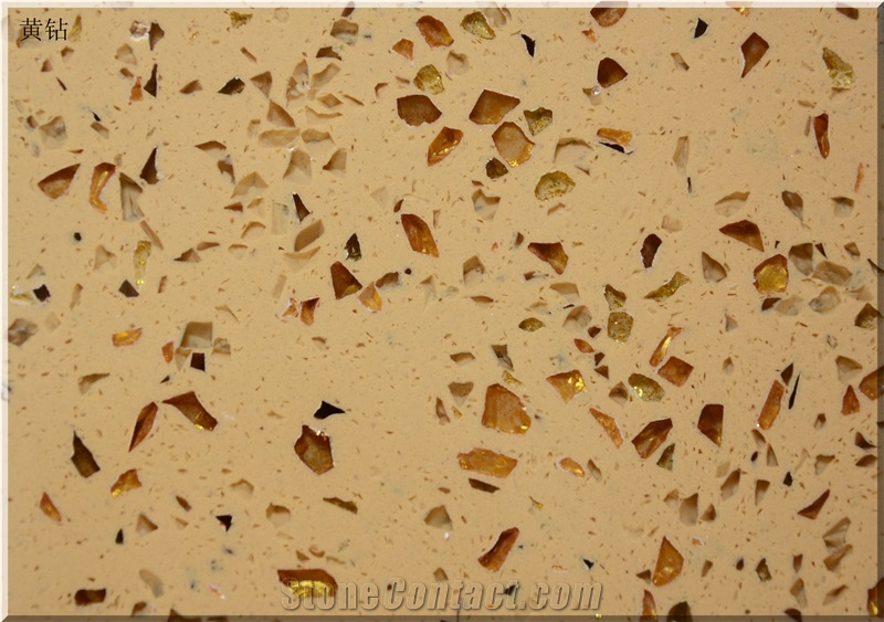 Ls-Q001 Gold Diamond / Artificial Stone Tiles & Slabs,Floor & Wall