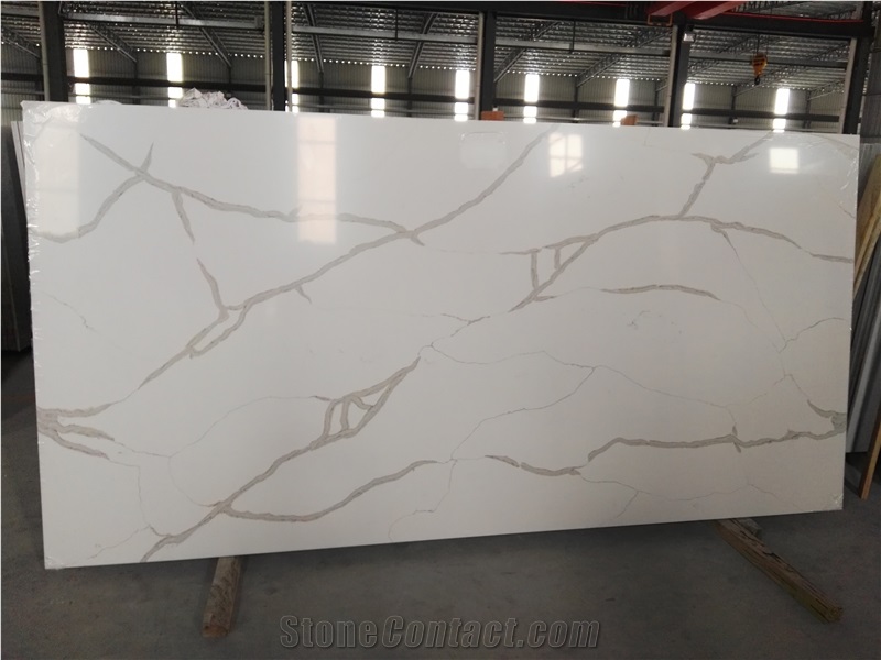 Polished Quartz Calacatta White 5130-Slabs Quartz Tiles&Slabs Flooring