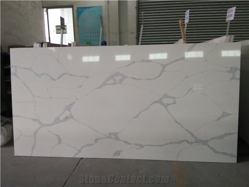 Polished Quartz Calacatta White K106-Slabs Quartz Tiles&Slabs Flooring