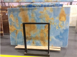 Blue Onyx Slab Backlighting for Wall and Floor Covering