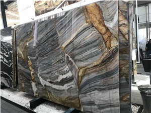 Book Matched Grey Marble Slab for Wall and Floor Covering