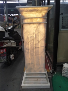 China Pure White Onyx Column Backlight for Building Stones