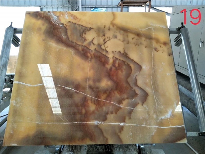 Golden Yellow Onyx Slab Backlighting for Wall and Floor Covering