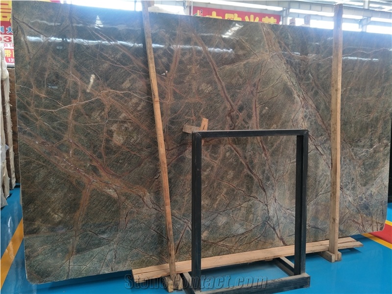 Honed Dark Green Rain Forest Marble for Wall and Floor Covering