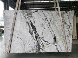 Newly Polished Ice White Jade Green Marble Slabs for Countertop