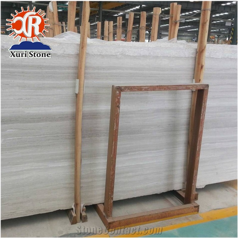 Chinese White Serpeggiante Veins Tiles Slabs White Wooden Marble
