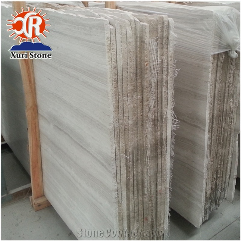 Chinese White Serpeggiante Veins Tiles Slabs White Wooden Marble
