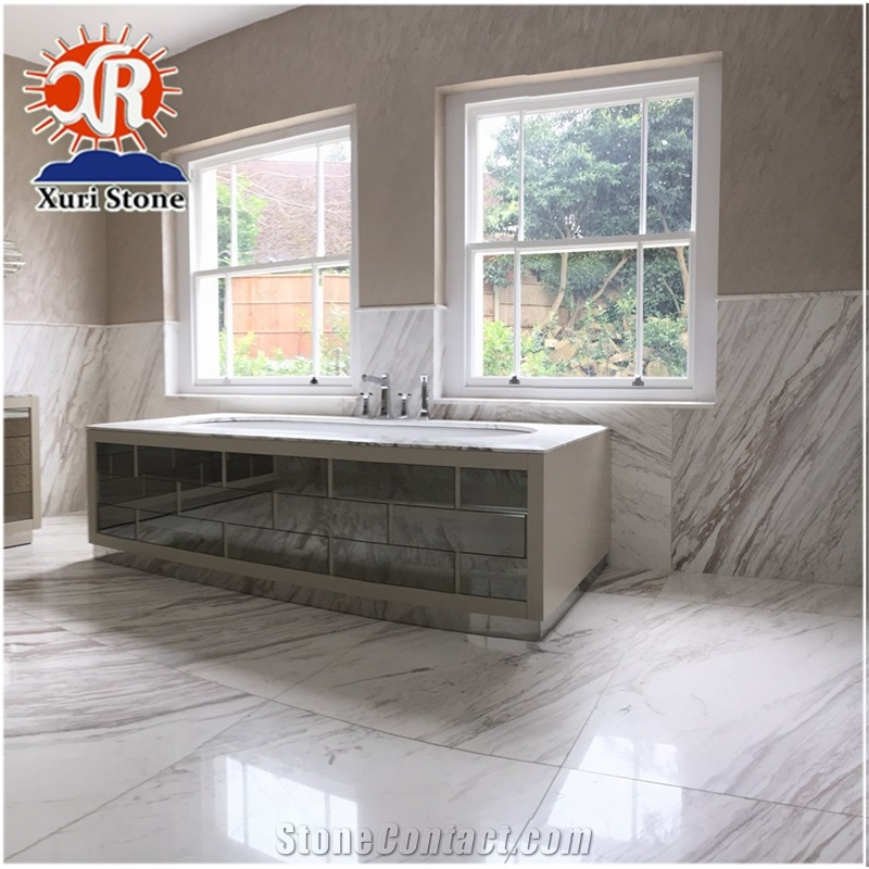 Greece Volakas White Beauty Marble Book Match Tile for Flooring
