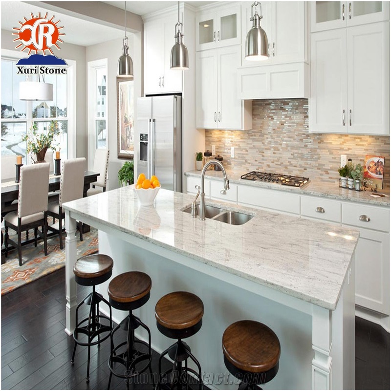 Nature Kashmir White Granite Kitchen Island Table Top Counter and Perimeter Countertops