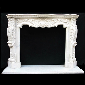 Hand Carved Life Size Marble Fireplace