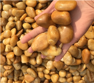 High Quality Yellow Pebble Landscaping Stones,Polished Yellow Stone