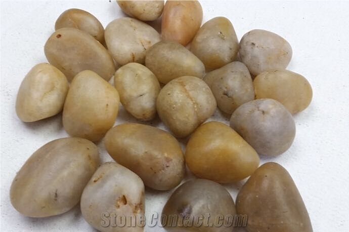 High Quality Yellow Pebble Landscaping Stones,Polished Yellow Stone