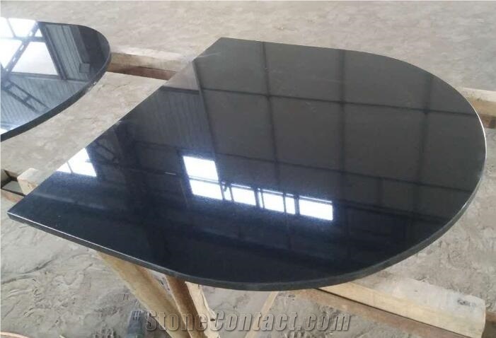 Jointed Filled Curved Granite Hearth 36 *36 ,Black Granite Fireplace