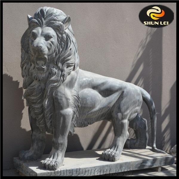 Life Size Natural Antique Marble Animal Lion Statues for Sale