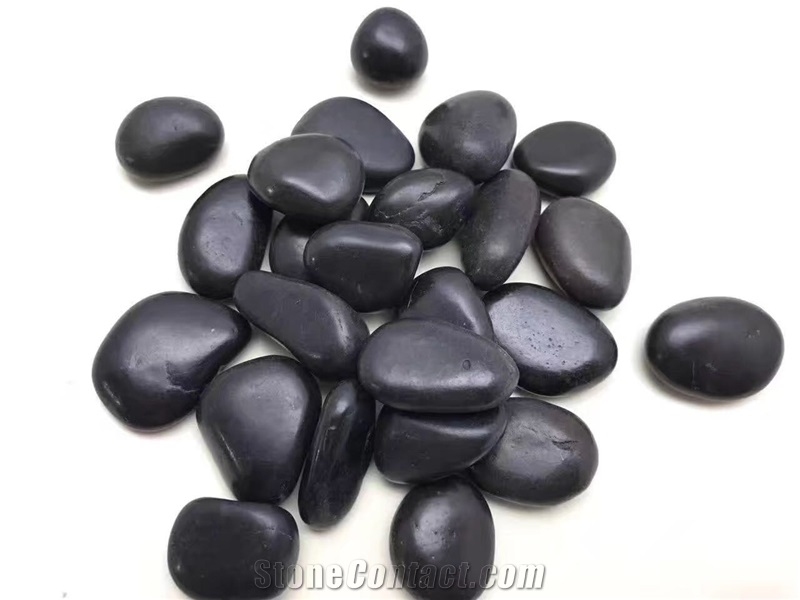 Normal Polished Black Pebble Stone with High Temperature Wax