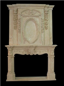 White Marble Hand Carved Stone Fireplace Mantels