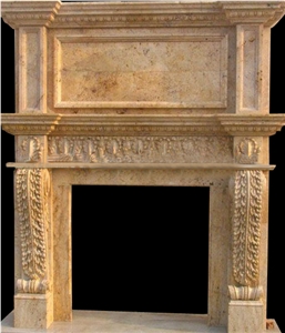 White Marble Hand Carved Stone Fireplace Mantels