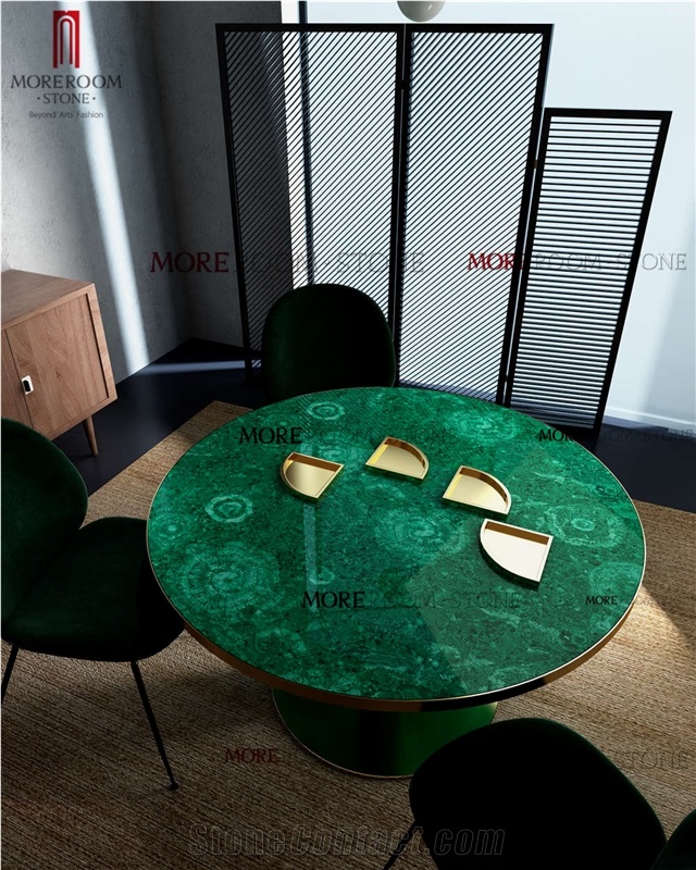 Moreroom Stone Custom Semi Precious Stone Malachite Green Table Top