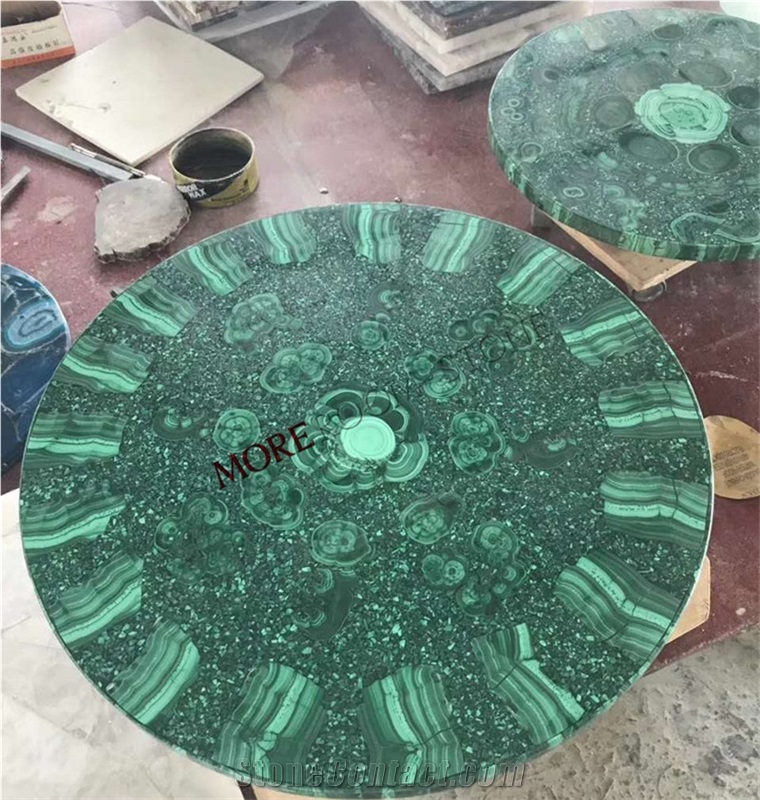Moreroom Stone Custom Semi Precious Stone Malachite Green Table Top
