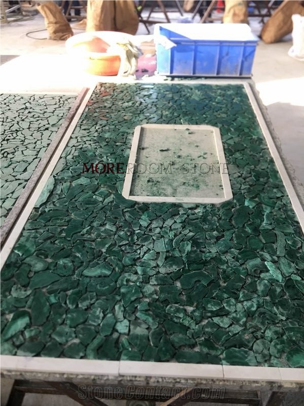 Moreroom Stone Custom Semi Precious Stone Malachite Green Table Top
