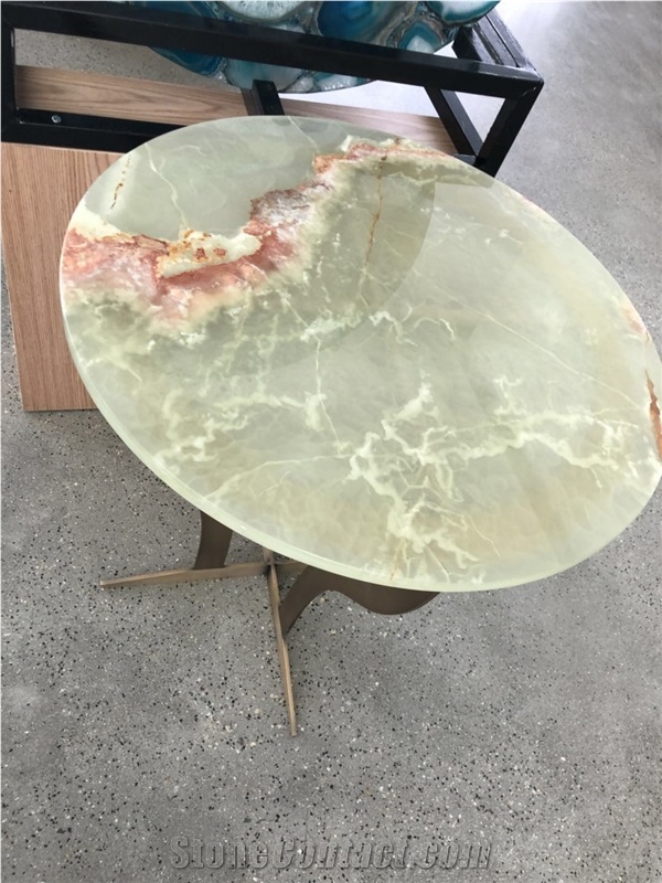 Green Onyx Round Coffee Table Jade Tea Tabletop Furniture