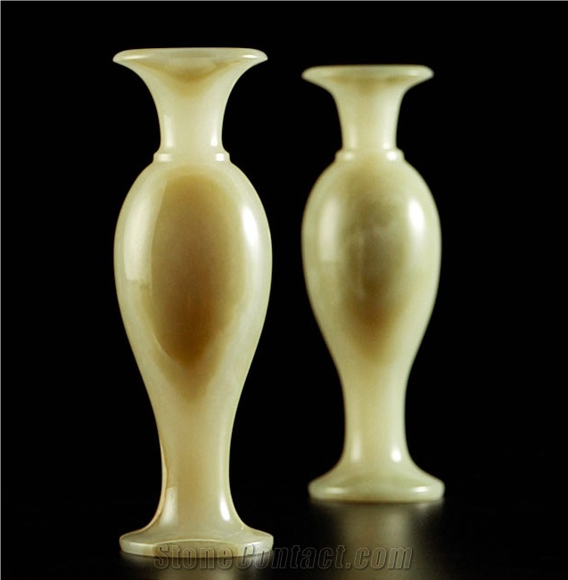 Jade Carving Handicraft Gemstone Flower Vase Pot Sculpture Gift