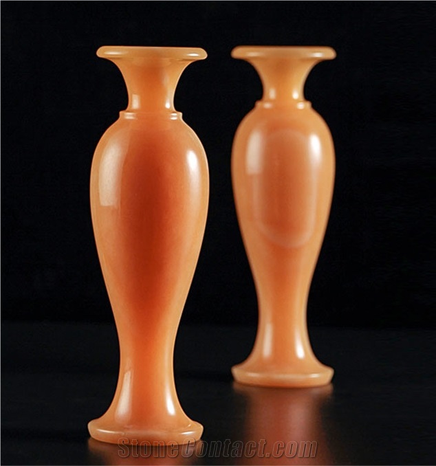 Jade Carving Handicraft Gemstone Flower Vase Pot Sculpture Gift