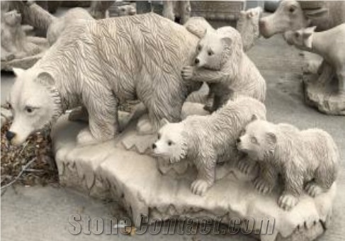 Chinese Manufacturer Natural Stone Carving Yellow Granite Bear Statues