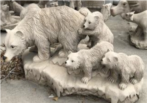 Chinese Manufacturer Natural Stone Carving Yellow Granite Bear Statues