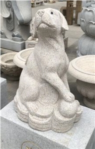 Chinese Manufacturer Natural Stone Carving Yellow Granite Dog Statues