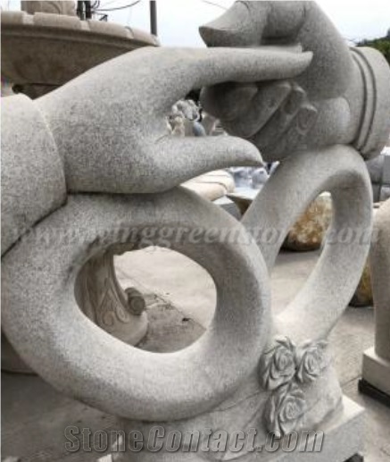 Natural Stone Carving Grey Granite Hand Statues for Outdoor Garden