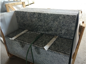 Polish Pray White Granite Stairs & Steps, Grey Color with White Flower
