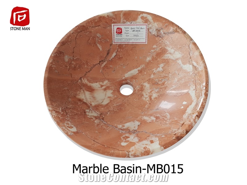 Agate Red Marble Round Basin Sink