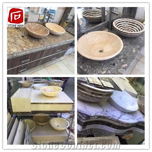 Ancient Wood Marble Round Basin Sink