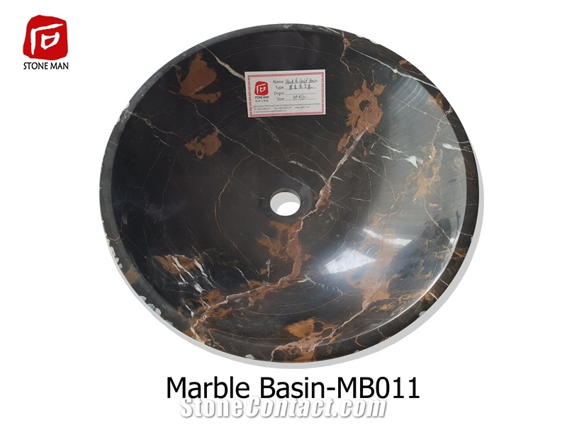 Black & Gold Marble Basin Sink